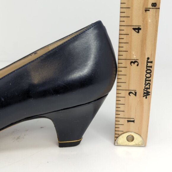 David Evins Vintage Black Leather Heels, Women's 5.5B - Picture 7 of 7